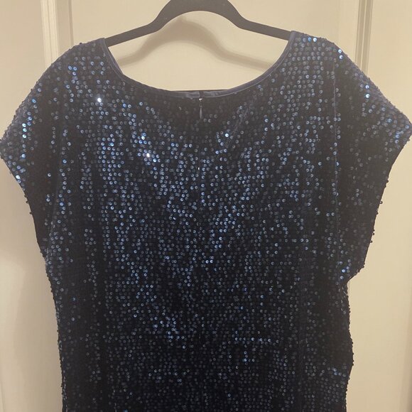 Mynt 1792 Navy Blue Sequin Dress Plus Size 3X + Cocktail Party Holiday Dress - Picture 4 of 4